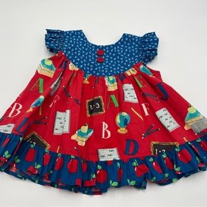 Eleanor Rose Back to School Shirt EUC size 2 Toddler Girls Red Blue